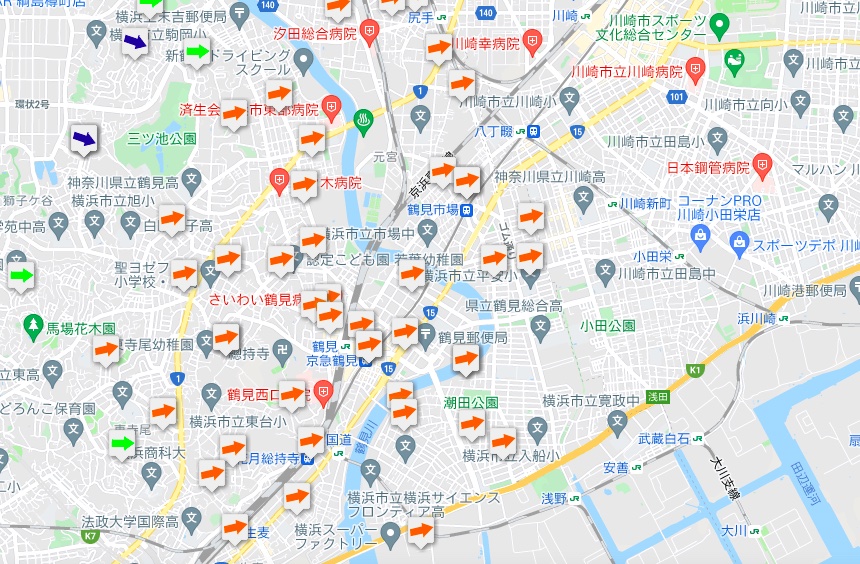 鶴見の地価マップ